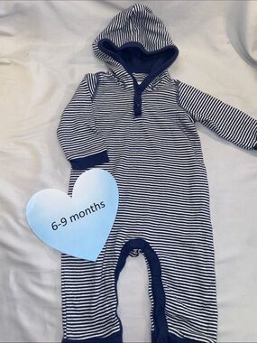 GAP Navy & White Striped Hooded Romper
